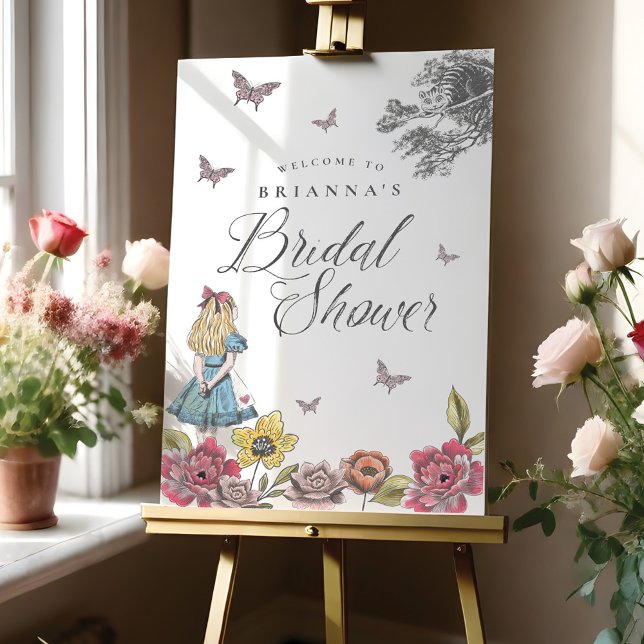 Poster Alice No País Das Maravilhas Chá de panela Da Hist (Alice In Wonderland Vintage Story Bridal Shower Poster)