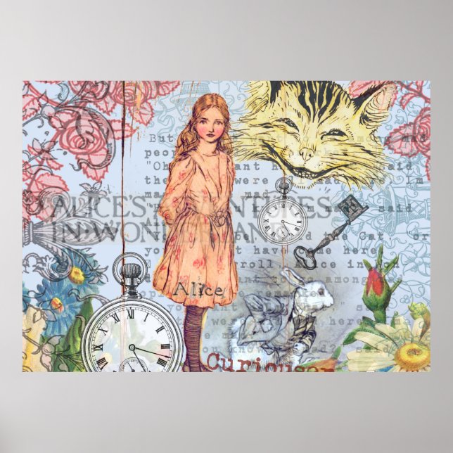 Póster Alice no País das Maravilhas Clássico Coelho Chesh (Frente)