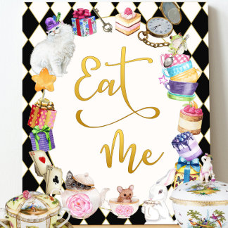 Poster Alice no País das Maravilhas Come me Sinal de Mesa