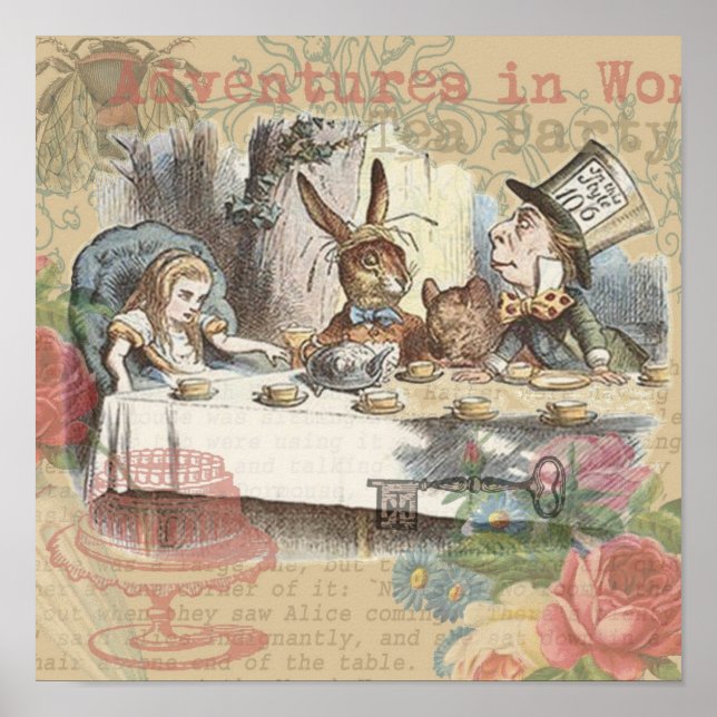 Poster Alice no País das Maravilhas do Festa do Tea Mad (Frente)