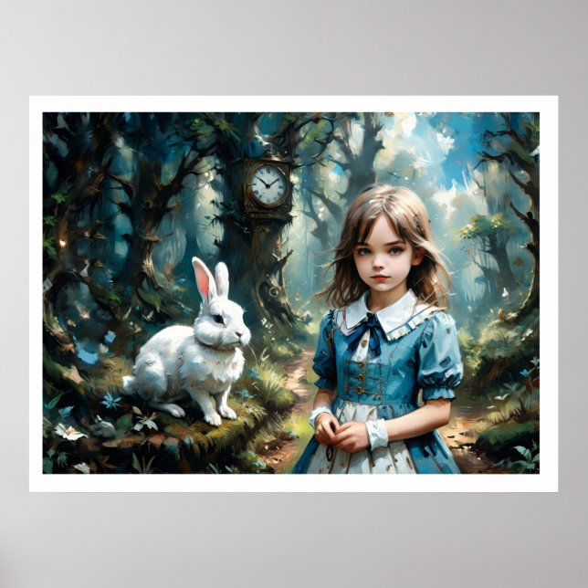 Poster Alice no País das Maravilhas e o Coelho Branco (Frente)