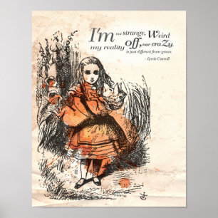Póster Alice no país das maravilhas "eu não sou estranh