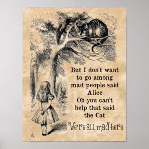 Poster Alice no País das Maravilhas; Gato de Cheshire com