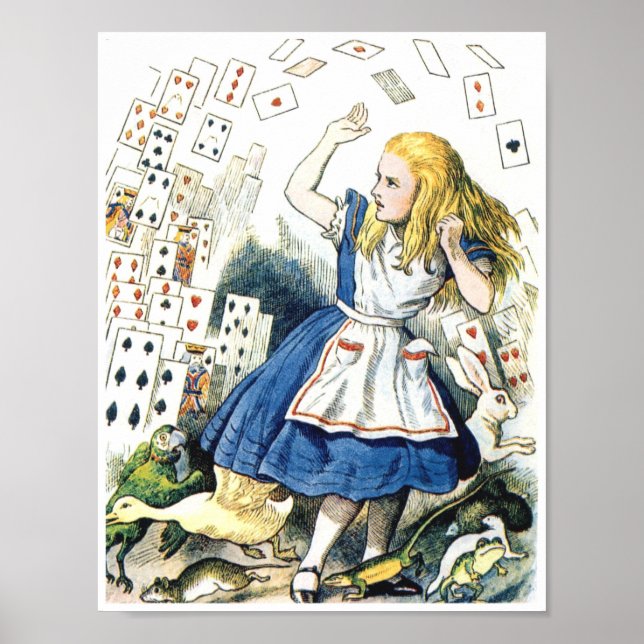 Poster Alice No País das Maravilhas Jogando Cartões Ganha (Frente)