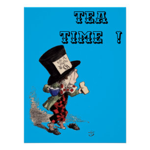 Póster Alice no País das Maravilhas - Mad Hatter - azul-c