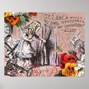 Póster alice nonsense país das maravilhas cortina