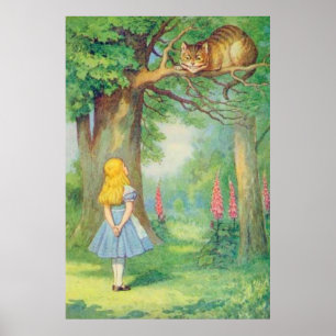 Póster Alice & o Gato de Cheshire Colorido