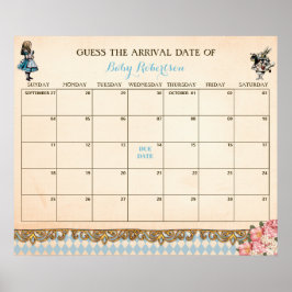 Poster Alice Wonderland Baby Guess Due Date Calendar