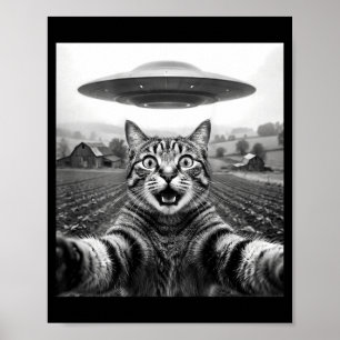 Poster Alien Selfie de Gato de costas Ovni
