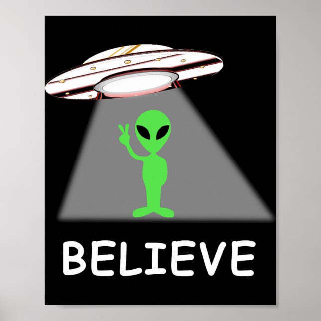 Poster Alien Shirt - I Believe New Cool Ufo  (Frente)