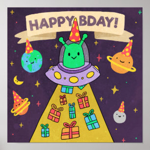 Poster Alienígena Aniversário