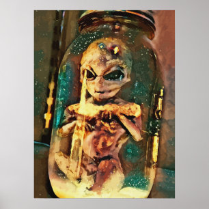 Poster Alienígena assustador na arte da ficção cientí