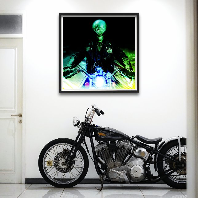 Poster Alienígena Biker (Versão Neon) (Criador carregado)