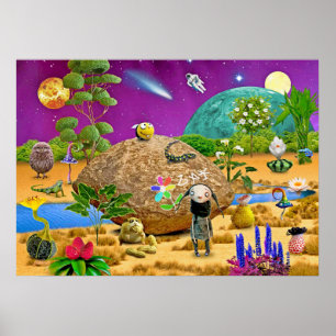 Poster alienígena bonita em um planeta habitável