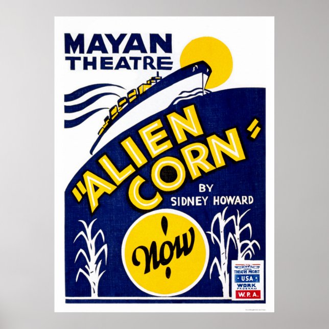 Poster Alienígena Corn Drama 1938 WPA (Frente)