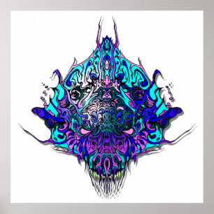 Poster Alienígena da cabeça de Mau Espécie # 44 - azul