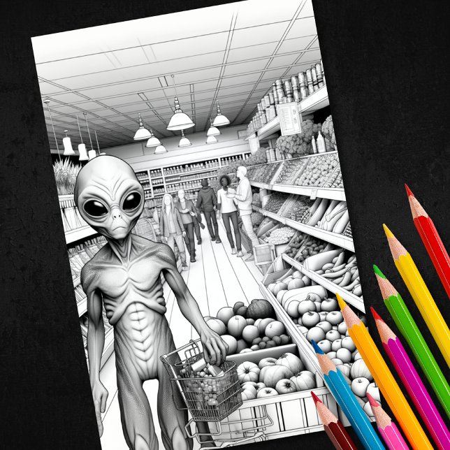 Poster Alienígena de Coloração de Adultos 3D (Criador carregado)