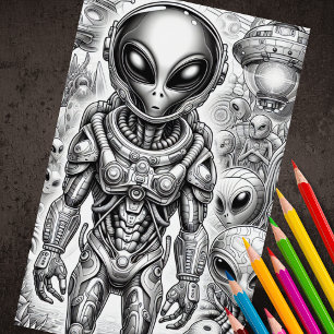 Poster Alienígena de Coloração de Adultos 3D