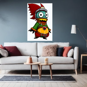 Poster Alienígena de desenho único Arte AI