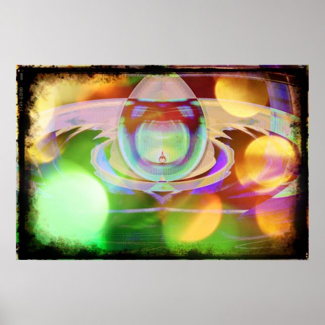 Póster Alienígena de espaçador de galinha Scifi Abstrato  (Frente)