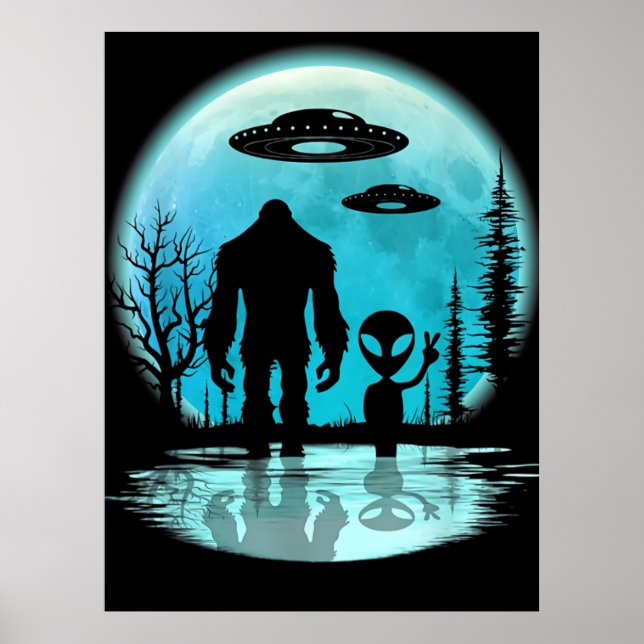 Poster Alienígena de OVNI Bigfoot (Frente)