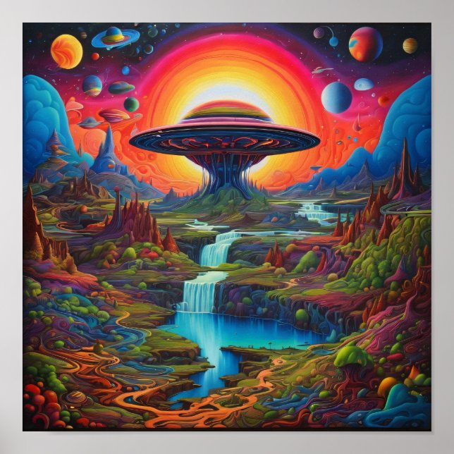 Poster Alienígena do Dreamscape Psychedelic (Frente)