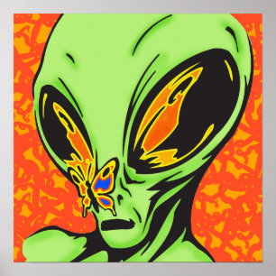 Póster Alienígena e borboleta