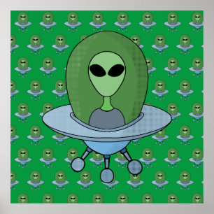 Poster Alienígena em sua nave espacial
