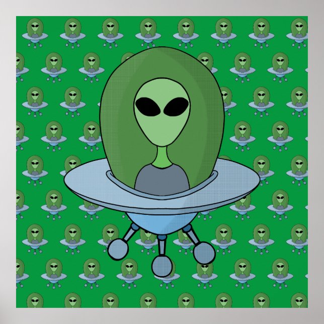 Poster Alienígena em sua nave espacial (Frente)
