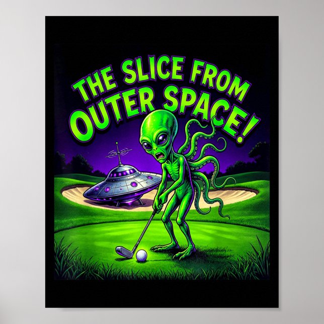 Poster Alienígena engraçado jogando golfe, o slice do esp (Frente)