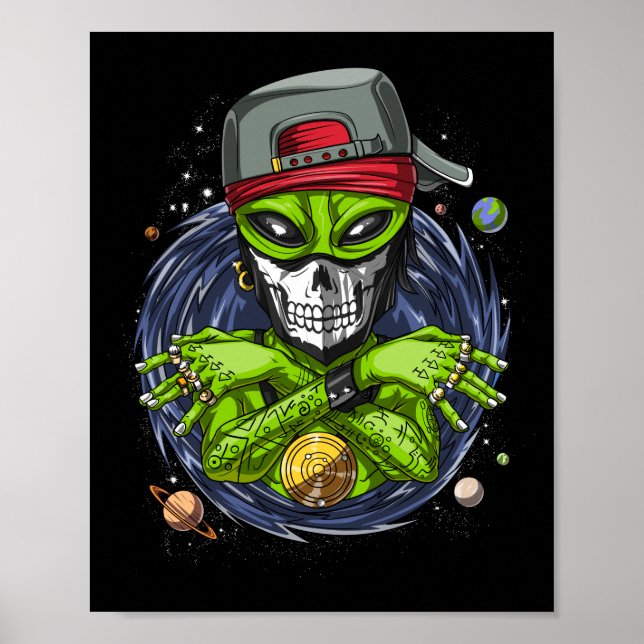 Poster Alienígena Espacial Gangstа OVNI Extraterrestres R (Frente)
