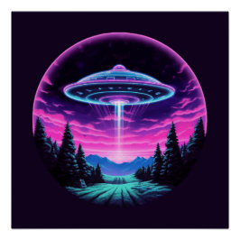 Póster Alienígena Espacial Retrofuturista