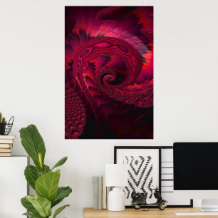 Poster Alienígena Espiral Magenta, Fráctal Fráctal Tentác
