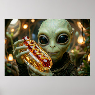 Poster Alienígena Extraterrestre com Cachorro Quente Cris