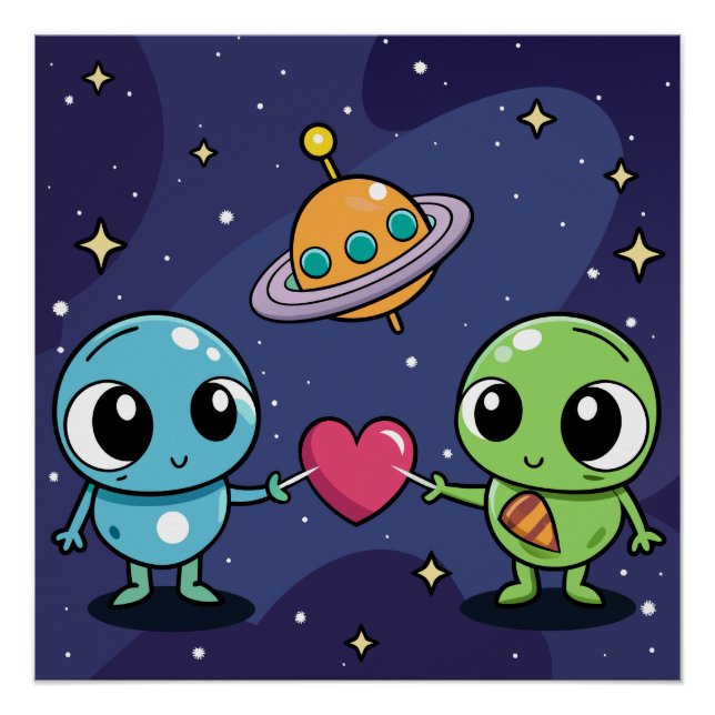 Póster Alienígena Love Buddies (Frente)