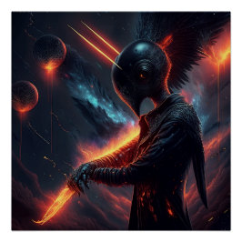 Póster Alienígena Manipulando Feixe de Fogo
