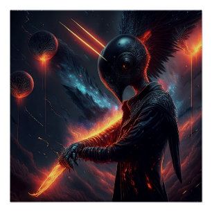 Póster Alienígena Manipulando Feixe de Fogo