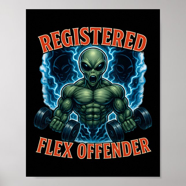 Poster Alienígena Muscular Registrada Flex Offender Funny (Frente)