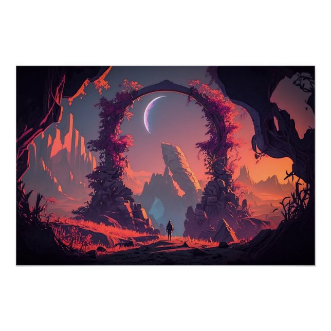 Póster Alienígena Neon Landscape (Frente)