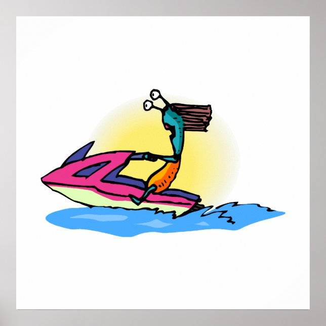 Póster Alienígena no JetSki (Frente)