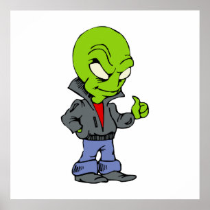 Poster Alienígena nos polegares pretos do casaco de
