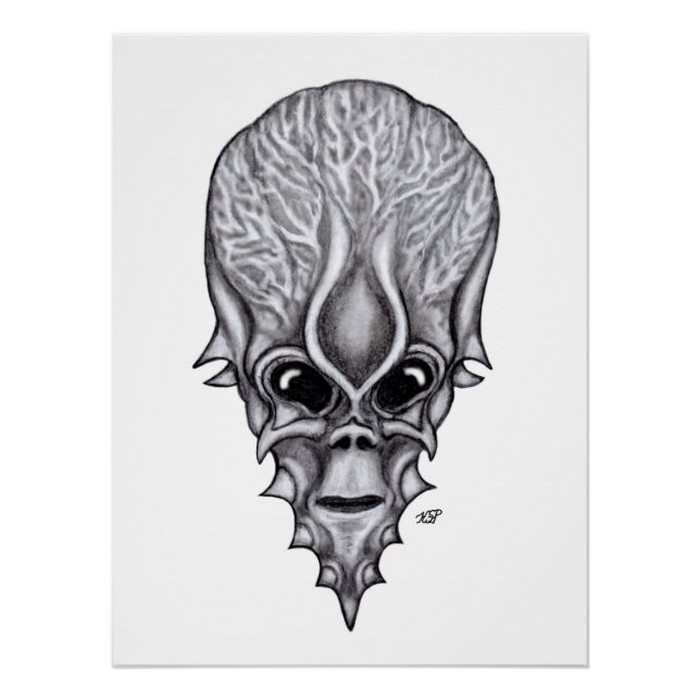 Póster Alienígena, reconstrução facial do crânio africano (Frente)