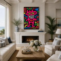 Alienígena Rosa Funky – Arte Pop Neon Criatura Exc