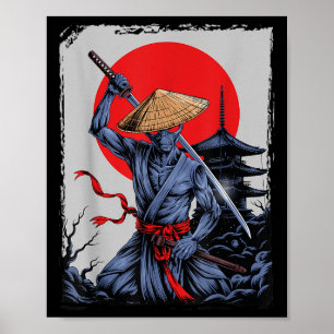 Poster Alienígena Samurai Ufo Japonês Vintage Graphic Uki