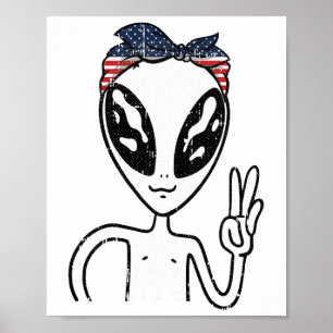 Poster Alienígena - Sinal de Paz 4 De Julho - Bandeira Am