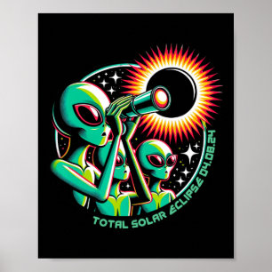 Poster Alienígena Total de Eclipse Solar 4.08.2024 Roupa