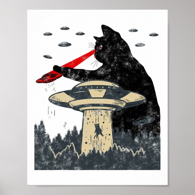 Poster Alienígena Ufo Abdução Laser Olho Engraçado (Frente)