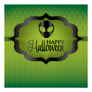 Póster alienígena verde do Halloween