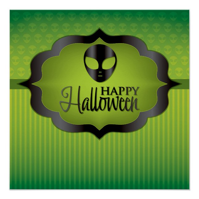 Póster Alienígena verde Halloween (Frente)