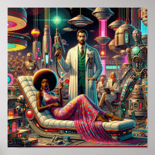 Poster Alienígenas Vintage de Ficção Científica